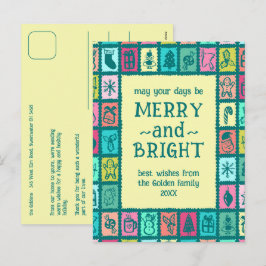 Whimsical Christmas Grid Cute Custom  Feiertagspostkarte
