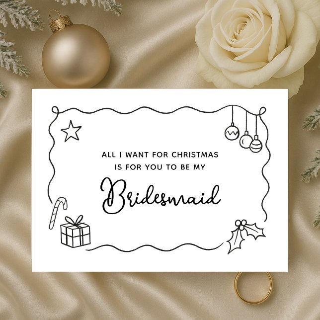 Whimsical Christmas Hand Drawn Bridesmaid Proposal Karte (Von Creator hochgeladen)