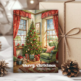 Whimsical Christmas interior card rustic holiday Feiertagskarte