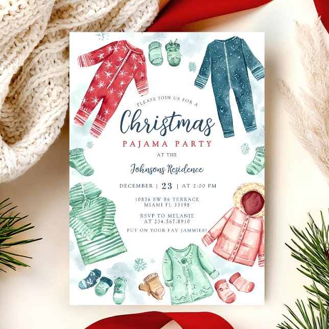 Whimsical Christmas Pajama Party Invitation  Einladung (Von Creator hochgeladen)