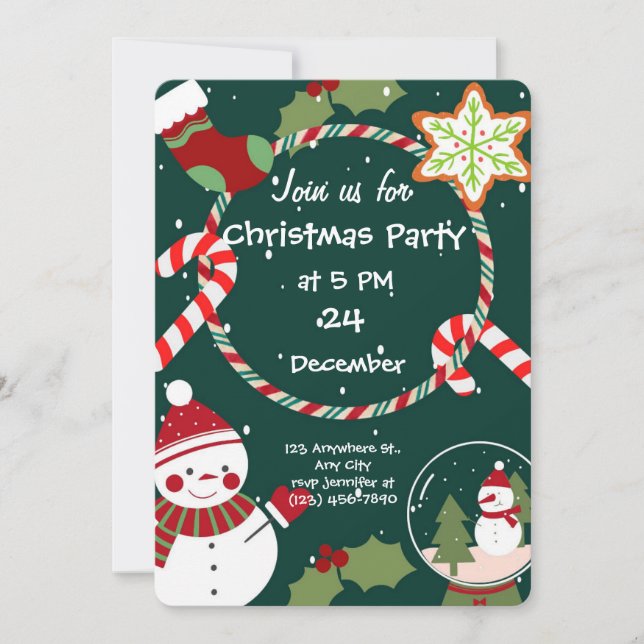 Whimsical Christmas Party Invitation  Einladung (Vorderseite)