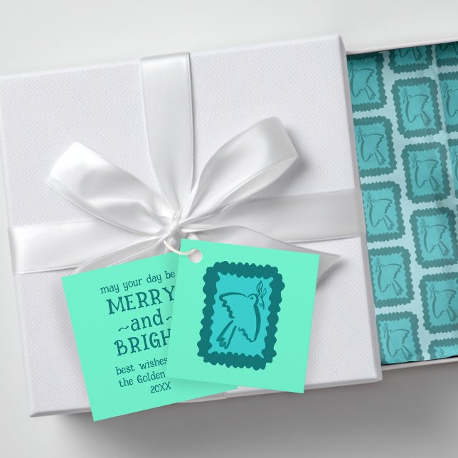 Whimsical Christmas Peace Dove Cute Holiday Gift Geschenkanhänger (Whimsical Christmas Peace Dove Cute Holiday Gift Favor Tags and matching Tissue Paper Gift Wrap
)