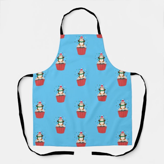 Whimsical Christmas Penguin Cupcake Apron Schürze (Vorderseite)
