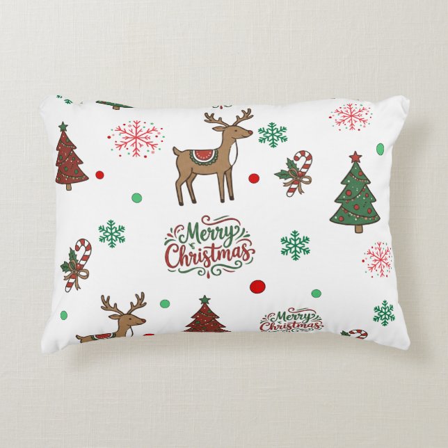 Whimsical Christmas Reindeer&Candy Cane Decor Pi Dekokissen (Vorderseite)