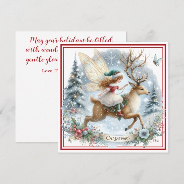 Whimsical Christmas Ride Holiday Card (Vorne/Hinten)