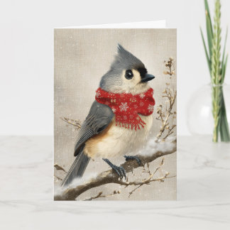 Whimsical Christmas Titmouse Feiertagskarte