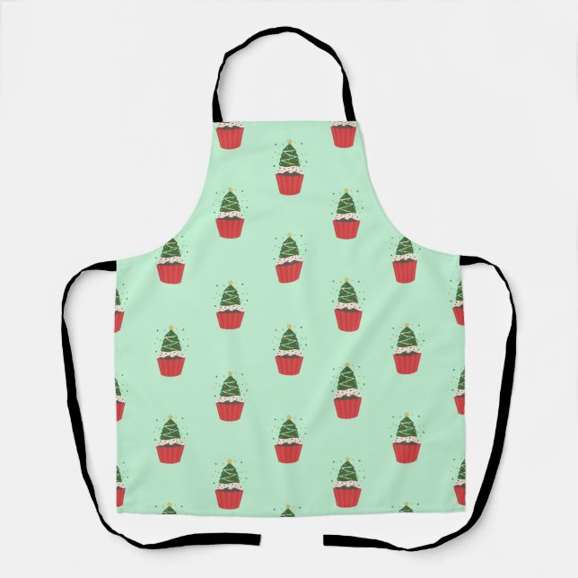Whimsical Christmas Tree Cupcake Apron Schürze (Vorderseite)