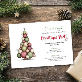 Whimsical Christmas Tree Red Green Holiday Invite Einladung