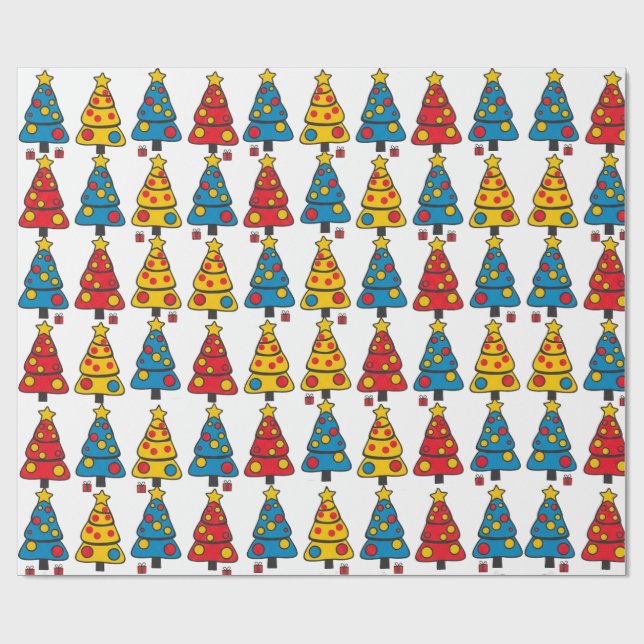 Whimsical Christmas Trees Geschenkpapier (Flach)