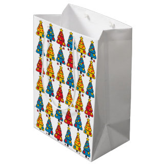 Whimsical Christmas Trees Mittlere Geschenktüte