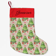 Whimsical Christmas Trees, Red Bows and Presents S