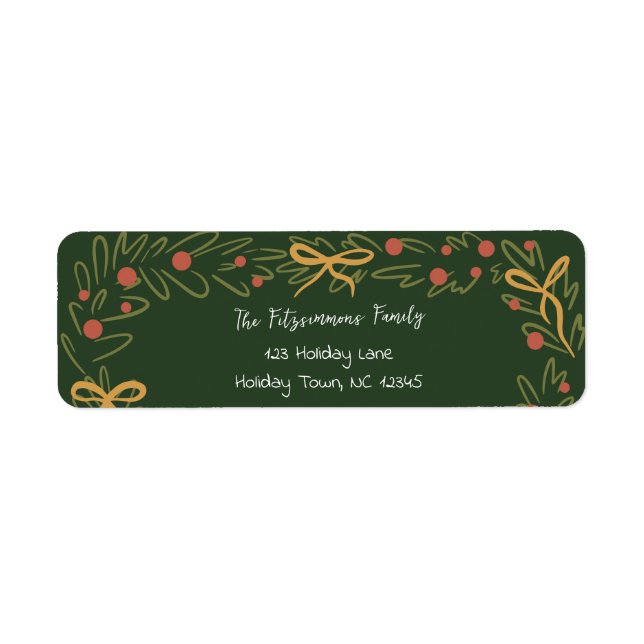 Whimsical Christmas Wreath & Preppy Bows Address (Vorne)