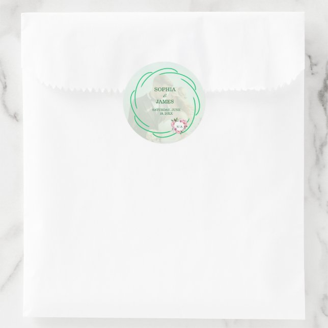 Whimsical Citrus & Green flower Wedding  Runder Aufkleber (Tasche)