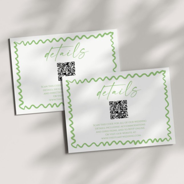 Whimsical Citrus Green QR Code Wedding Details Begleitkarte (Von Creator hochgeladen)