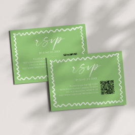 Whimsical Citrus Green QR Code Wedding RSVP Karte