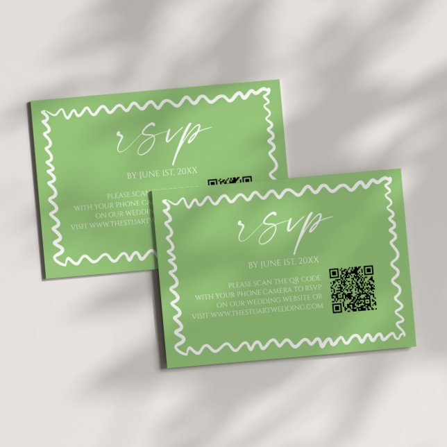 Whimsical Citrus Green QR Code Wedding RSVP Karte (Von Creator hochgeladen)