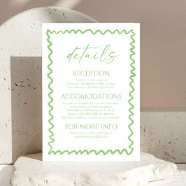 Whimsical Citrus Green Wavy Border Wedding Details Begleitkarte