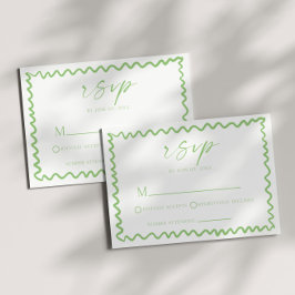 Whimsical Citrus Green Wavy Border Wedding RSVP Karte