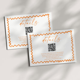 Whimsical Citrus Orange QR Code Wedding Details Begleitkarte