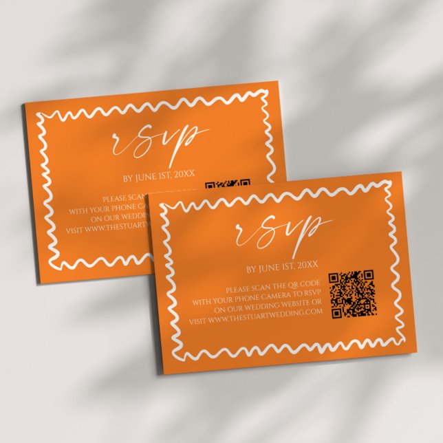 Whimsical Citrus Orange QR Code Wedding RSVP Karte (Von Creator hochgeladen)