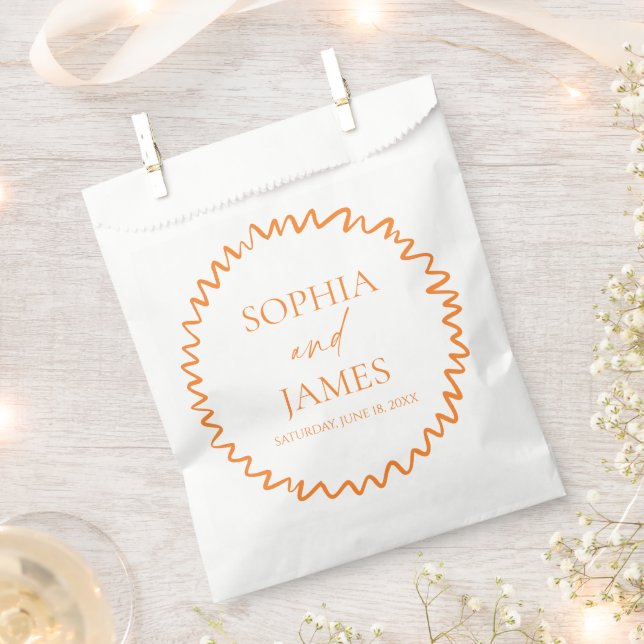 Whimsical Citrus Orange Wavy Border Wedding Geschenktütchen (Ausgeschnitten)
