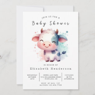 Whimsical Classic Stylish Cow Baby Dusche Einladung