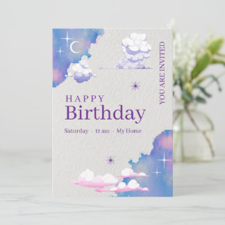 Whimsical Cloud & Galaxy Einladung zum Geburtstag