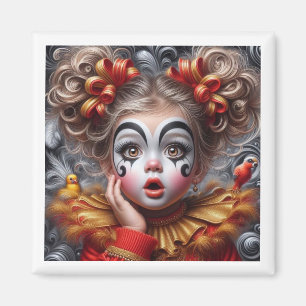 Whimsical Clown Girl Magnet - Geniessen und einzig