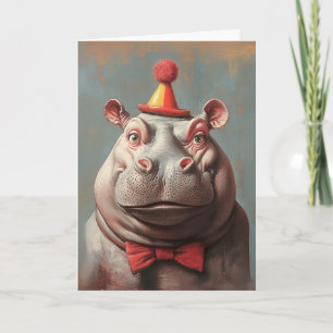 Whimsical Clown Hippo Portrait Einladung