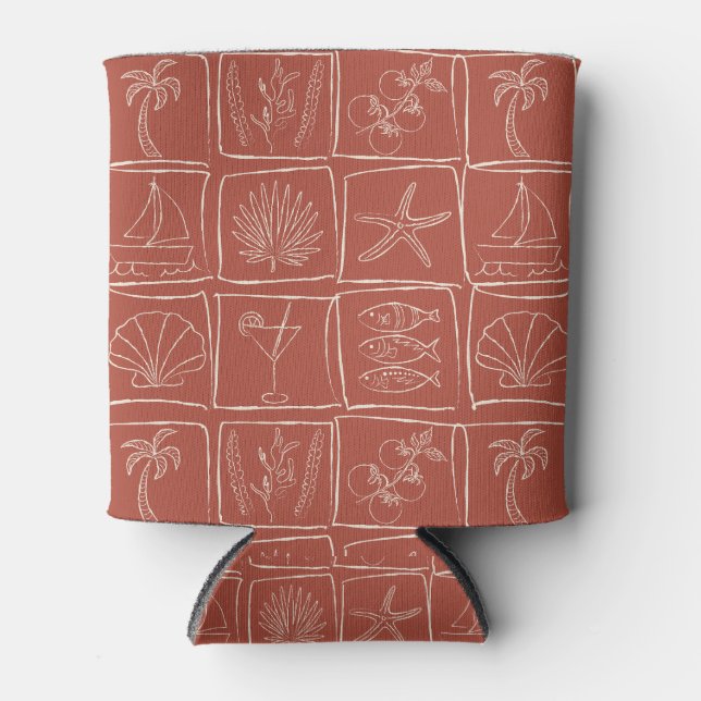 Whimsical Coastal Mediterranean Tile Terracotta Dosenkühler (Vorderseite)