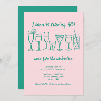 Whimsical Cocktail Drinks Custom Geburtstagsparty Einladung