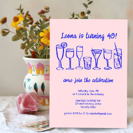 Whimsical Cocktail Drinks Custom Geburtstagsparty Einladung