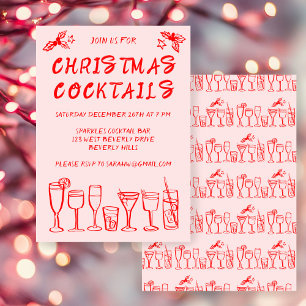 Whimsical Cocktail Drinks Custom Holiday Party Einladung