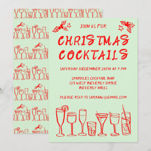 Whimsical Cocktail Drinks Custom Holiday Party Einladung