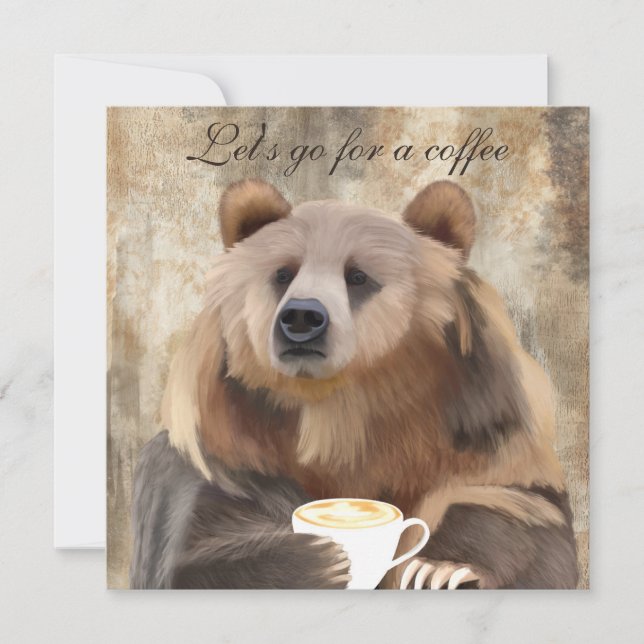 Whimsical Coffee Drink Bär | Lasst uns aufholen! Einladung (Vorderseite)