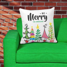 Whimsical Colorful Be frohe Weihnachts-Throw Kisse