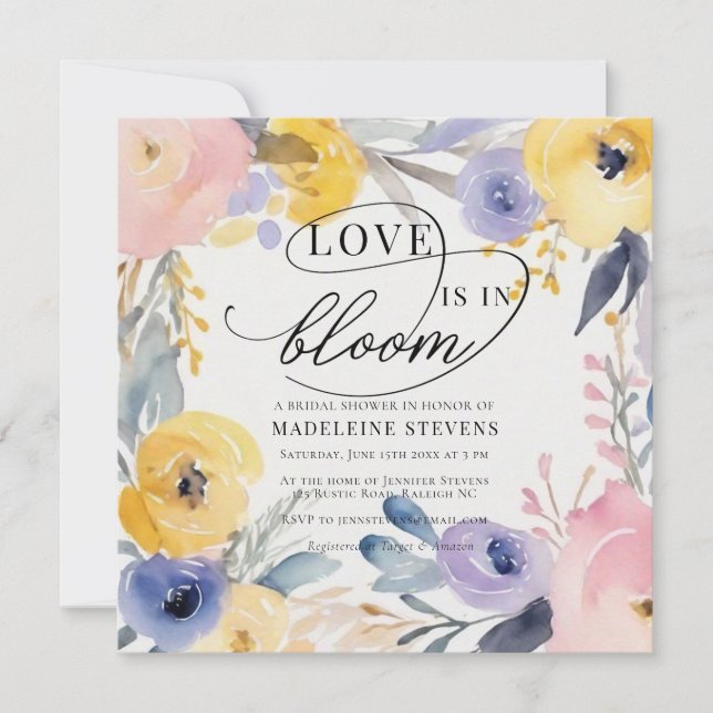 Whimsical Colorful Blume Liebe Bloom Brautparty Einladung (Vorderseite)