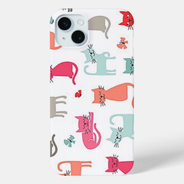 Whimsical Colorful Cat iPhone Case (Rückseite)