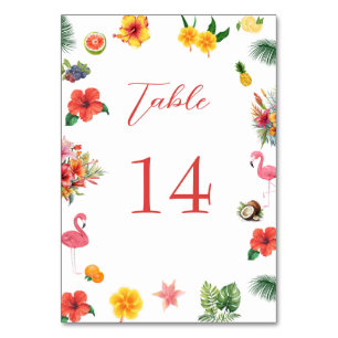 Whimsical Colorful Fun Tropical Flamingle Hochzeit Tischnummer