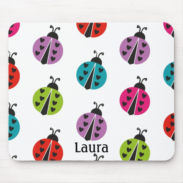 Whimsical Colorful Ladybug Personalisiert Mousepad (Vorne)
