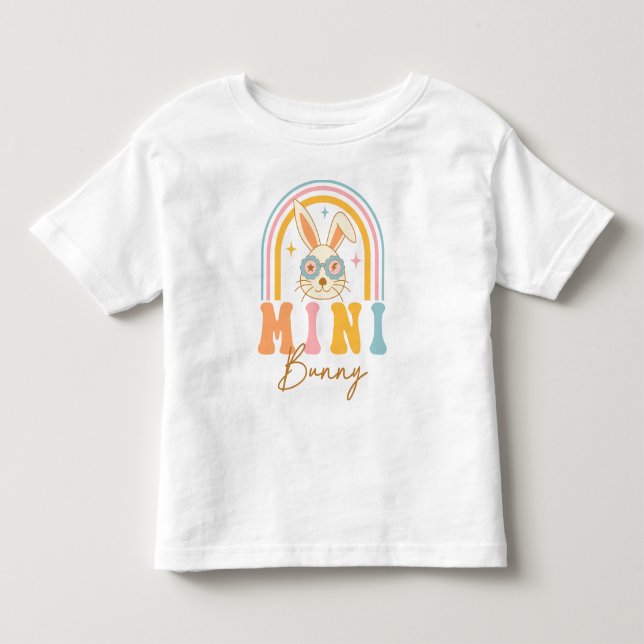 Whimsical Colorful Mini Bunny Rainbow Oster Kleinkind T-shirt (Vorderseite)