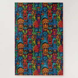 Whimsical Colorful Tropical Tiki Masken Schwierigk