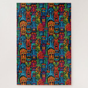 Whimsical Colorful Tropical Tiki Masken Schwierigk