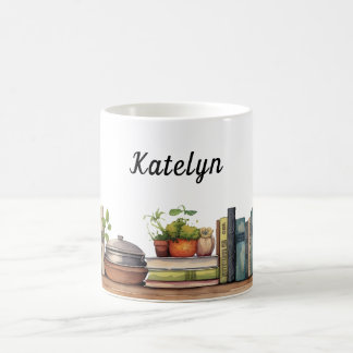 Whimsical Cookbook Shelf Personalisiert Kaffeetasse