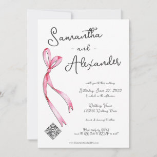 Whimsical Coquette Bow Glam Monogram Wedding Einladung
