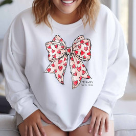 Whimsical Coquette Bow Herz rot und weiß Sweatshirt