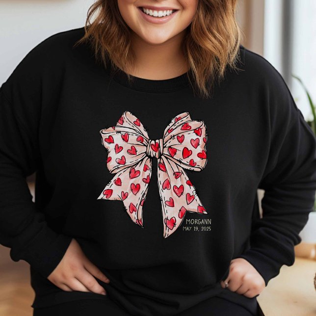 Whimsical Coquette Bow Herz rot und weiß Sweatshirt (Von Creator hochgeladen)