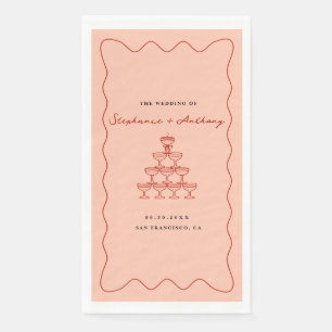 Whimsical Coral and Cherry Red Champagne Wedding Serviette
