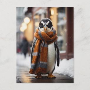 Whimsical Cosy Pinguin Snowy Winter Postkarte