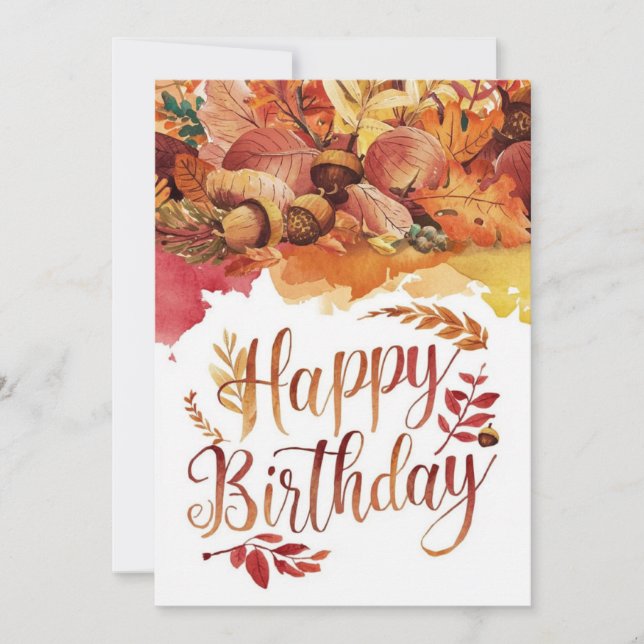 Whimsical Cosy Woodland Herbst glücklich Geburtsta Karte (Vorderseite)